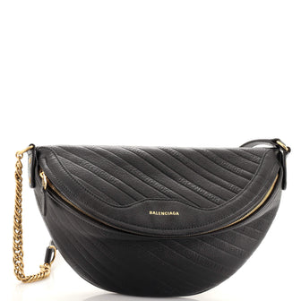 Balenciaga Souvenir Belt Bag Logo Embossed Leather XXS