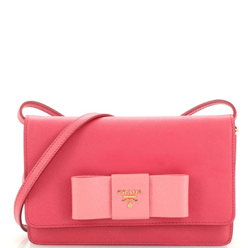 Prada Bow Wallet on Strap Saffiano Leather Small
