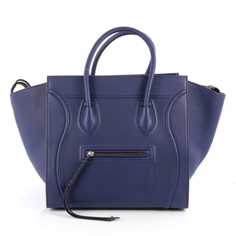 Celine Phantom Handbag Grainy Leather Medium Blue 1929801
