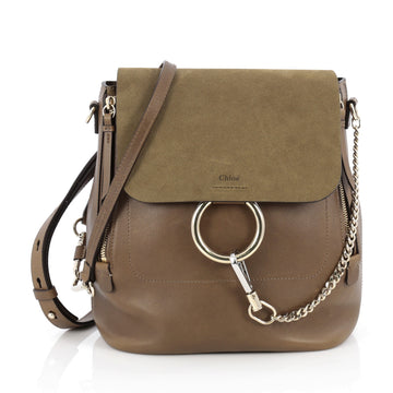 Chloe Faye Backpack Leather and Suede Medium Brown 1929802