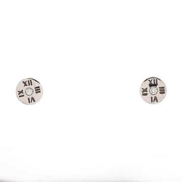 Tiffany & Co. Atlas Stud Earrings 18K White Gold with Diamonds