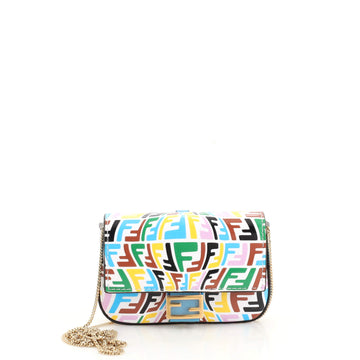 Fendi Chain Baguette Charm Bag Vertigo Zucca Leather Nano