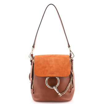 Chloe Faye Backpack Leather and Suede Small