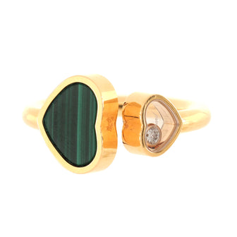 Chopard Happy Hearts Ring 18K Yellow Gold and Malachite with Floating Diamond