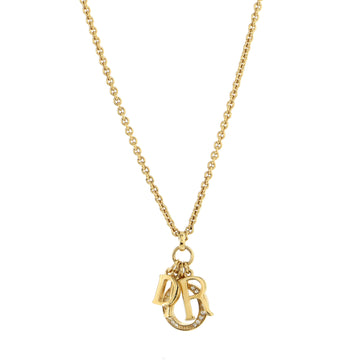 Christian Dior Vintage Dior Letters Pendant Necklace Metal with Crystals