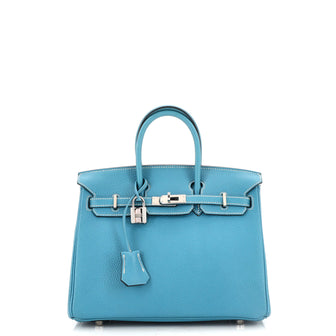 Hermes Birkin Handbag Blue Togo with Palladium Hardware 25