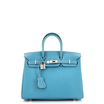 Hermes Birkin Handbag Blue Togo with Palladium Hardware 25