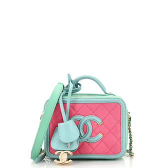 Chanel Filigree Vanity Case Quilted Caviar Small