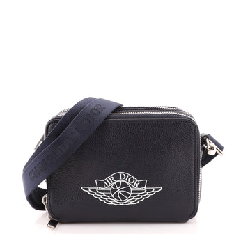 Christian Dior Air Jordan Double Zip Crossbody Pouch Printed Leather