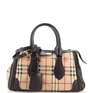 Burberry Gladstone Convertible Satchel Haymarket Coated Canvas Small