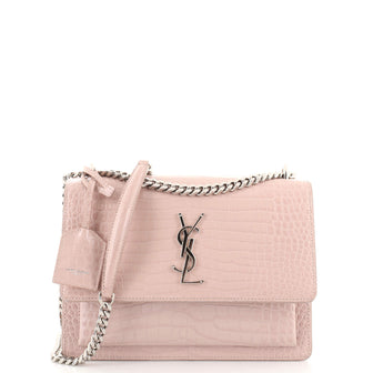 Saint Laurent Sunset Crossbody Bag Crocodile Embossed Leather Medium