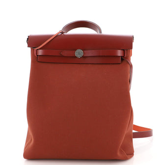 Hermes Herbag A Dos Zip Backpack Toile and Leather
