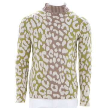 Christian Dior Men's Leopard Print Stand Collar Sweater Cashmere