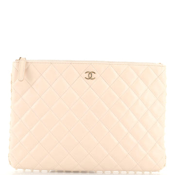 Chanel O Case Clutch Quilted Calfskin with Pearl Detail Medium