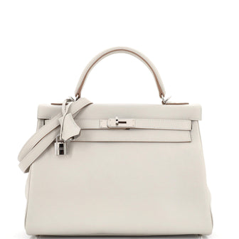 Hermes Kelly Handbag Grey Evercolor with Palladium Hardware 32