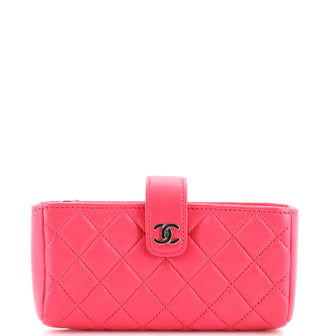 Chanel Phone Holder Clutch Quilted Lambskin