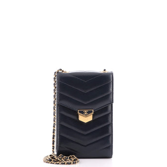 Chanel Black Medal Envelope Flap Bag Chevron Calfskin