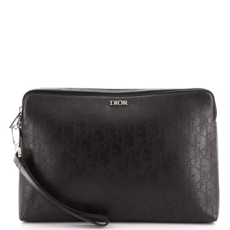 Christian Dior Wristlet Clutch Oblique Galaxy Leather