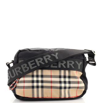 Burberry Logo Detail Camera Bag Vintage Check Nylon