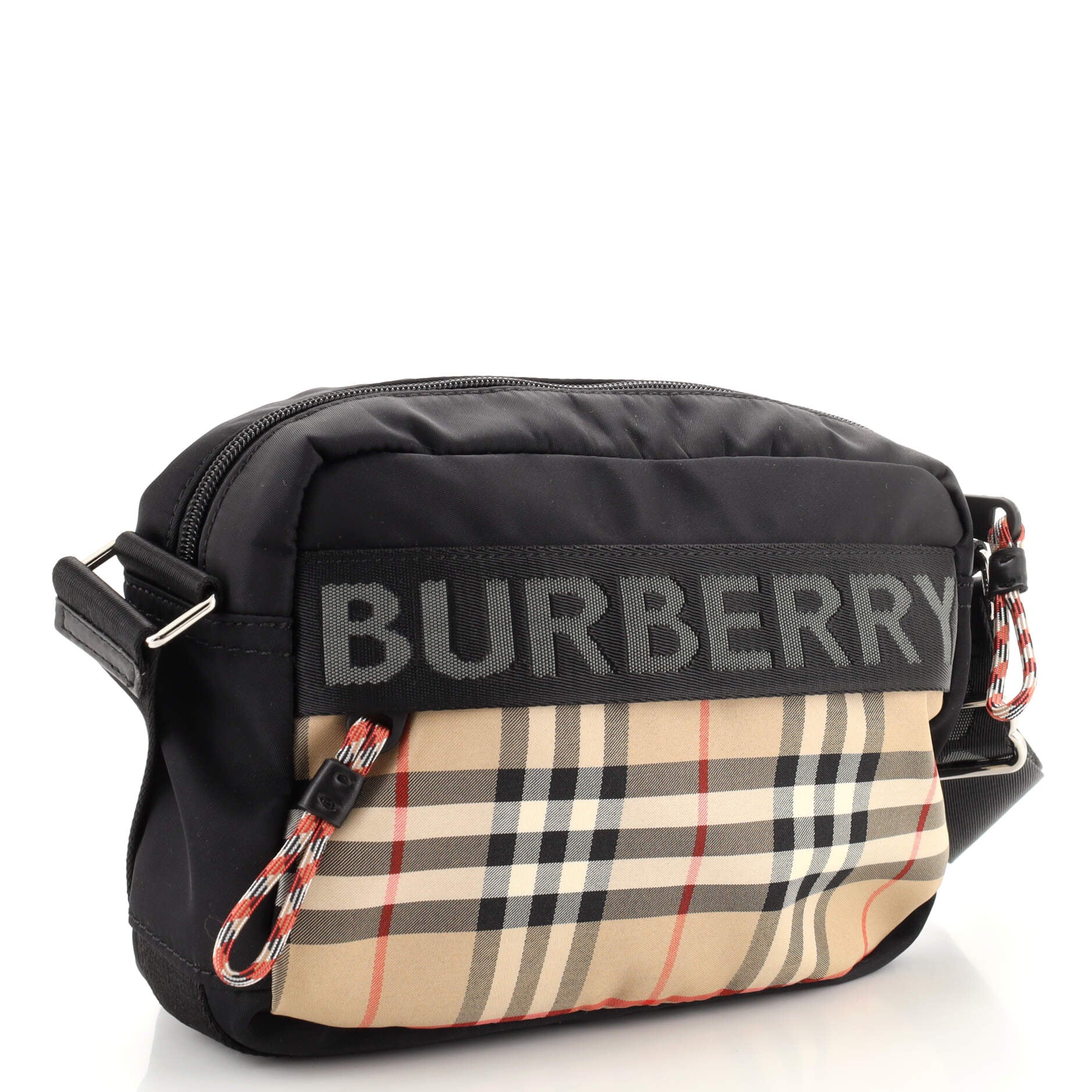 Burberry Logo Detail Camera Bag Vintage Check Nylon Black 19341959