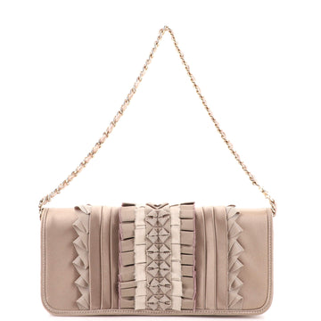 Chanel Vintage Flap Clutch with Chain Pleated Satin Medium