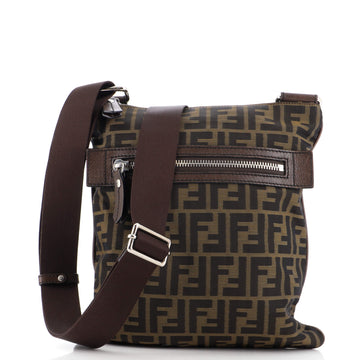 Fendi Vintage Front Zip Flat Messenger Bag Zucca Canvas Medium