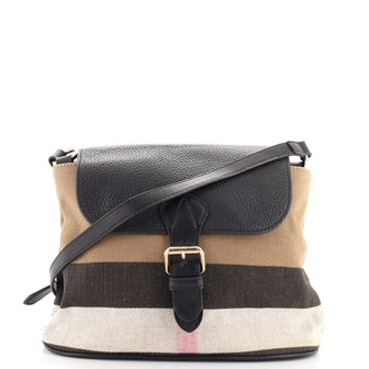 Burberry Gowan Crossbody Bag House Check Canvas with Leather Small