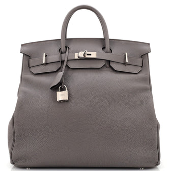 Hermès Birkin 50 HAC Gray Feutre Wool & Black Togo Leather Palladium H