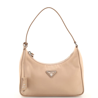 Prada Re-Edition 2005 Hobo Tessuto with Saffiano Leather Mini Neutral