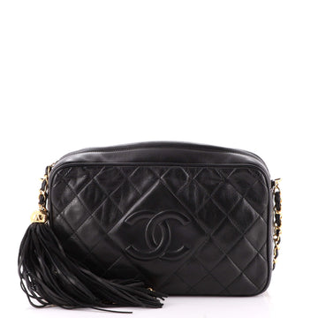 Chanel Vintage Diamond CC Camera Bag Quilted Leather Medium