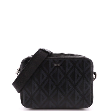 Christian Dior Double Zip Crossbody Pouch CD Diamond Coated Canvas