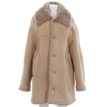 Fendi Women's Zucca Collar Button Jacket Shearling and Lambskin