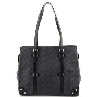 Gucci Buckle Travel Tote GG Coated Canvas with Leather Large