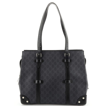 Gucci Buckle Travel Tote GG Coated Canvas with Leather Large