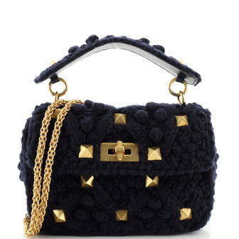 Valentino Garavani Roman Stud Flap Bag Knit Crochet Medium