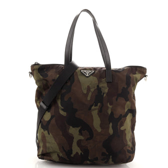 Prada Camouflage Convertible Tote Tessuto with Leather Medium