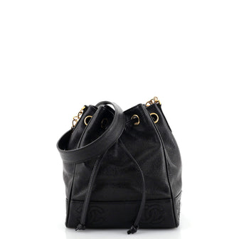 Chanel Vintage CC Drawstring Bucket Bag Caviar Small