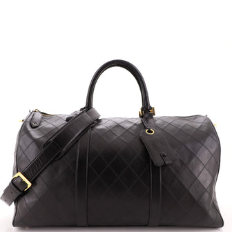 Chanel Vintage Diamond Stitch Boston Bag Quilted Lambskin Large