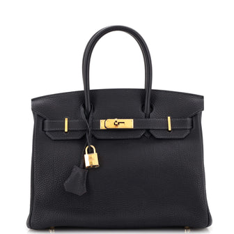 Hermes Birkin Handbag Blue Togo with Gold Hardware 30