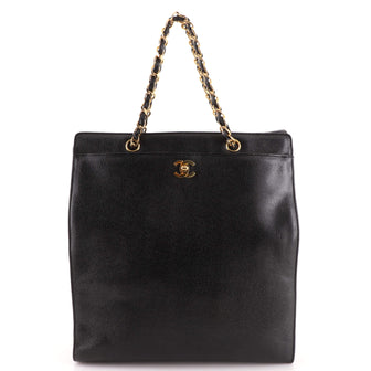 Chanel Vintage CC Lock Pocket Chain Tote Caviar Large