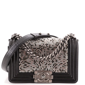 Chanel Boy Flap Bag Crystal Embellished Calfskin Small