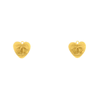 Chanel Vintage CC Heart Clip-On Earrings Metal Small