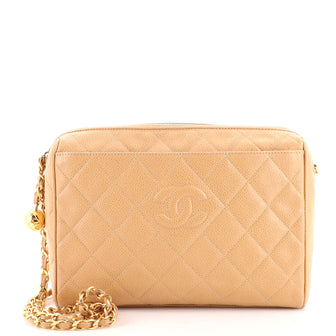 Chanel Vintage Diamond CC Camera Bag Quilted Caviar Small