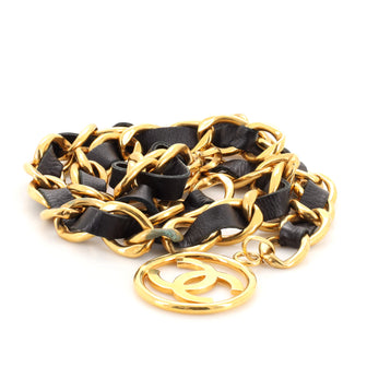 Chanel Vintage CC Chain Belt Metal and Leather Jumbo