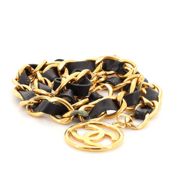 Chanel Vintage CC Chain Belt Metal and Leather Jumbo