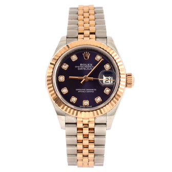 Rolex Oyster Perpetual Datejust Automatic Watch Stainless Steel and Rose Gold with Diamond Markers 28
