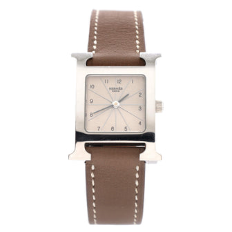 Hermes Heure H Quartz Watch Stainless Steel and Leather 21