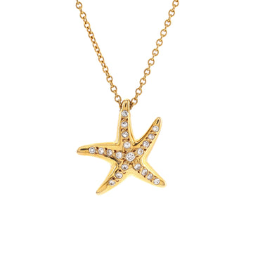 Tiffany & Co. Elsa Peretti Starfish Pendant Necklace 18K Yellow Gold with Diamonds