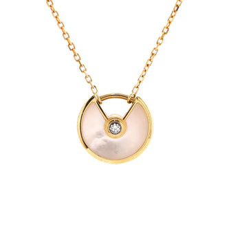 Cartier Amulette de Cartier Pendant Necklace 18K Yellow Gold with Mother of Pearl and Diamond XS