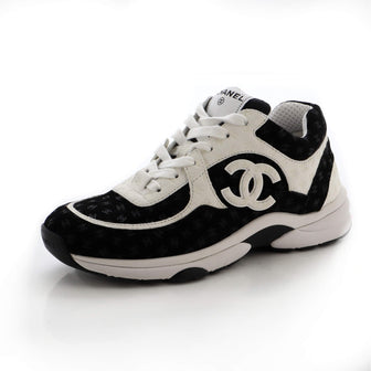 Chanel Womens Low Top Sneakers Suede Fabric grey/black size 39